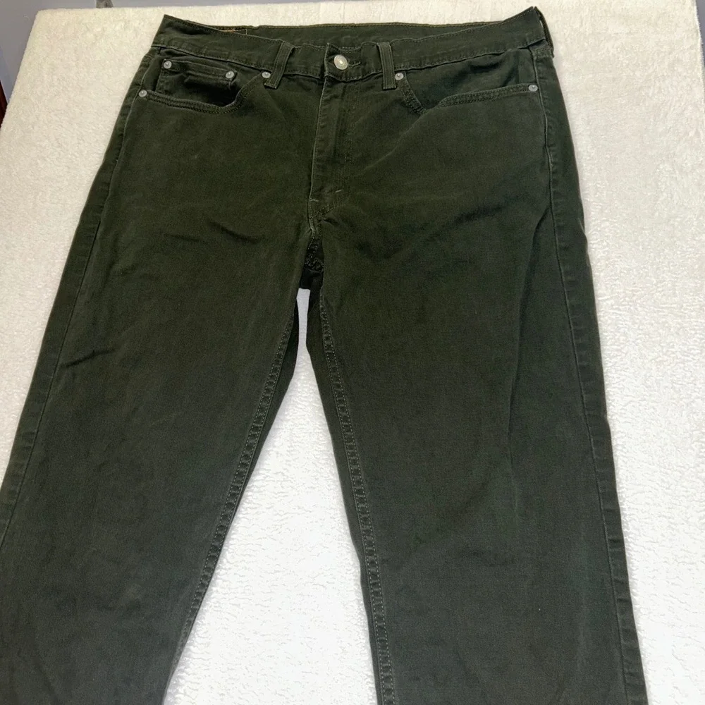 Levi's 514 Straight Fit Pants Men 36x34 Green WaterLess Cotton Blend Stretch